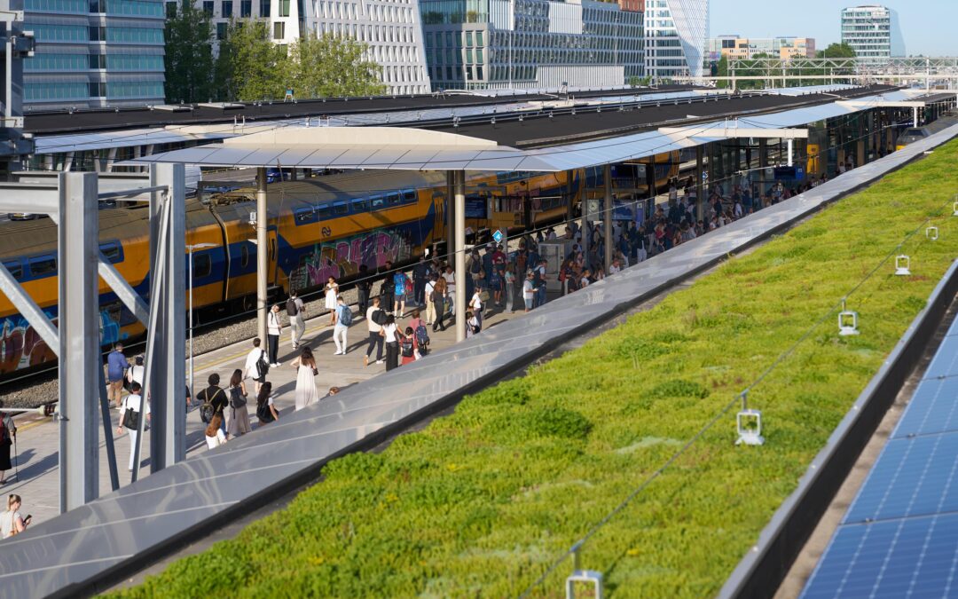 Zuidasdok | Groene perronkappen station Amsterdam Zuid